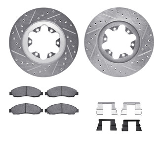 R1 Concepts® - Drilled and Slotted Front Brake Kit with Semi-Metalic Pads