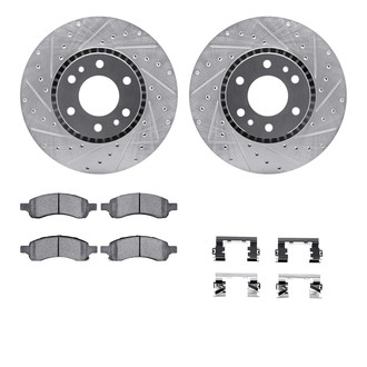 R1 Concepts® - Drilled and Slotted Front Brake Kit with Semi-Metalic Pads