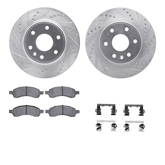 R1 Concepts® - Drilled and Slotted Front Brake Kit with Semi-Metalic Pads