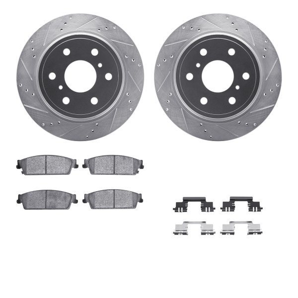  R1 Concepts® - Drilled and Slotted Rear Brake Kit with Semi-Metalic Pads