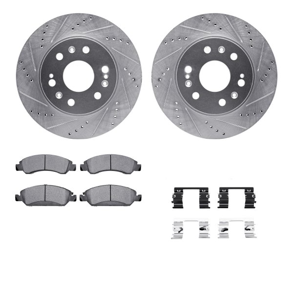  R1 Concepts® - Drilled and Slotted Front Brake Kit with Semi-Metalic Pads