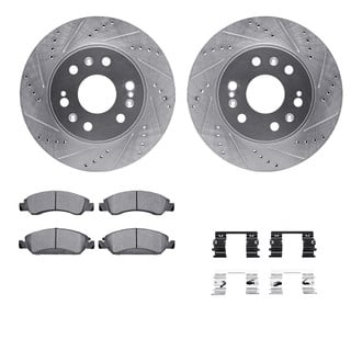 R1 Concepts® - Drilled and Slotted Front Brake Kit with Semi-Metalic Pads