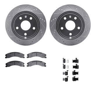 R1 Concepts® - Drilled and Slotted Rear Brake Kit with Semi-Metalic Pads