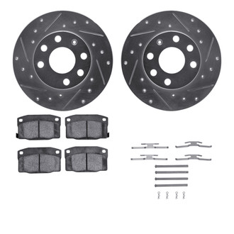 R1 Concepts® - Drilled and Slotted Front Brake Kit with Semi-Metalic Pads