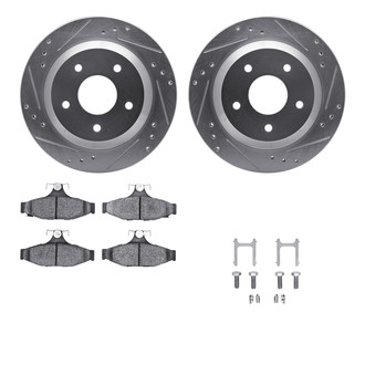 R1 Concepts® - Drilled and Slotted Rear Brake Kit with Semi-Metalic Pads