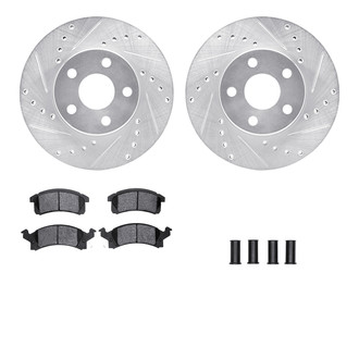 R1 Concepts® - Drilled and Slotted Front Brake Kit with Semi-Metalic Pads