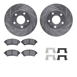 R1 Concepts® - Drilled and Slotted Front Brake Kit with Semi-Metalic Pads