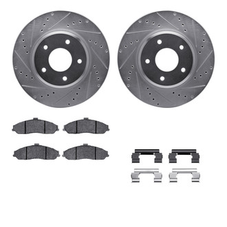 R1 Concepts® - Drilled and Slotted Brake Kit with Semi-Metalic Pads