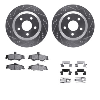 R1 Concepts® - Drilled and Slotted Rear Brake Kit with Semi-Metalic Pads