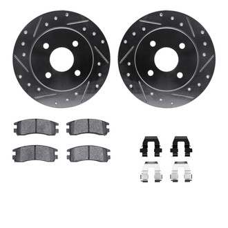 R1 Concepts® - Drilled and Slotted Rear Brake Kit with Semi-Metalic Pads