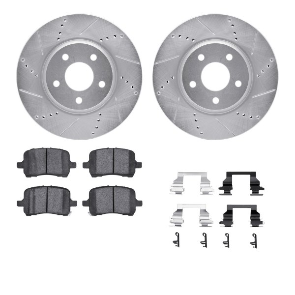  R1 Concepts® - Drilled and Slotted Front Brake Kit with Semi-Metalic Pads