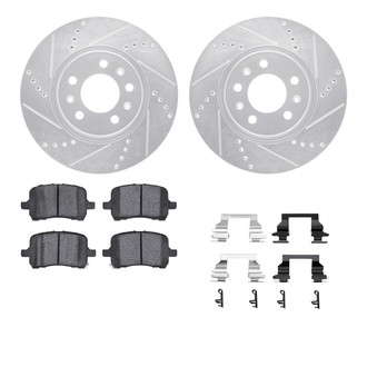 R1 Concepts® - Drilled and Slotted Front Brake Kit with Semi-Metalic Pads