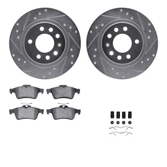 R1 Concepts® - Drilled and Slotted Rear Brake Kit with Semi-Metalic Pads