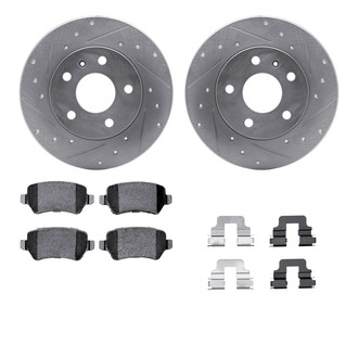 R1 Concepts® - Drilled and Slotted Rear Brake Kit with Semi-Metalic Pads