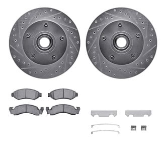 R1 Concepts® - Drilled and Slotted Front Brake Kit with Semi-Metalic Pads