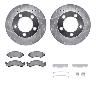 R1 Concepts® - Drilled and Slotted Front Brake Kit with Semi-Metalic Pads