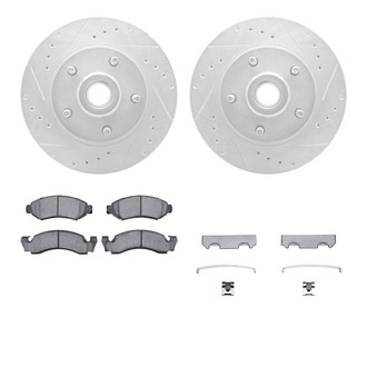 R1 Concepts® - Drilled and Slotted Front Brake Kit with Semi-Metalic Pads