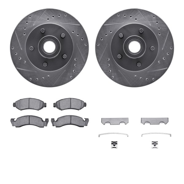  R1 Concepts® - Drilled and Slotted Front Brake Kit with Semi-Metalic Pads