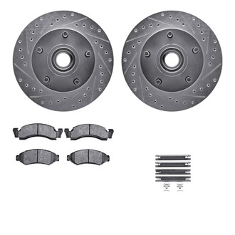 R1 Concepts® - Drilled and Slotted Front Brake Kit with Semi-Metalic Pads