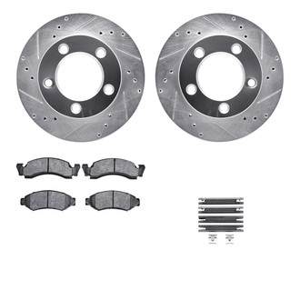 R1 Concepts® - Drilled and Slotted Front Brake Kit with Semi-Metalic Pads