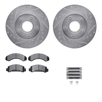 R1 Concepts® - Drilled and Slotted Front Brake Kit with Semi-Metalic Pads