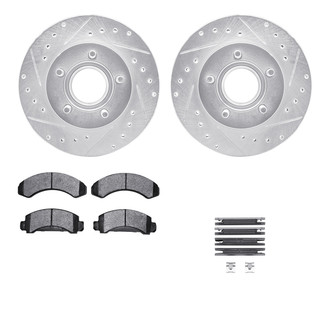 R1 Concepts® - Drilled and Slotted Front Brake Kit with Semi-Metalic Pads