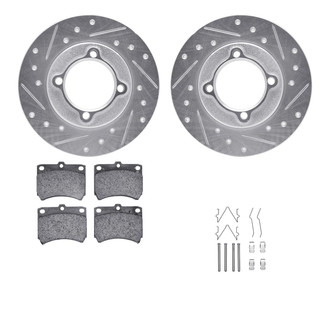 R1 Concepts® - Drilled and Slotted Front Brake Kit with Semi-Metalic Pads