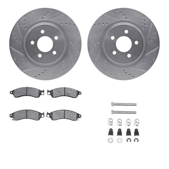 R1 Concepts® - Drilled and Slotted Front Brake Kit with Semi-Metalic Pads