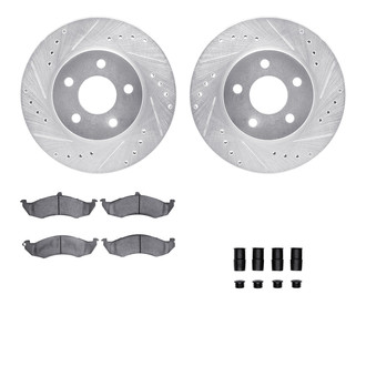 R1 Concepts® - Drilled and Slotted Front Brake Kit with Semi-Metalic Pads