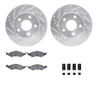 R1 Concepts® - Drilled and Slotted Front Brake Kit with Semi-Metalic Pads