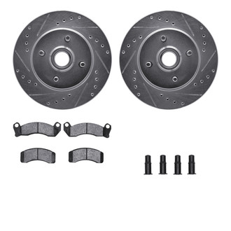 R1 Concepts® - Drilled and Slotted Front Brake Kit with Semi-Metalic Pads