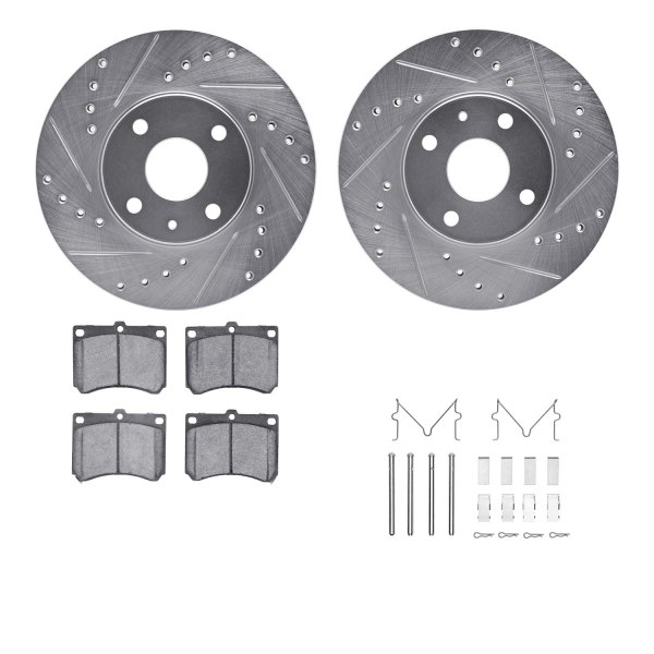  R1 Concepts® - Drilled and Slotted Front Brake Kit with Semi-Metalic Pads