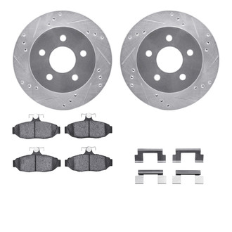 R1 Concepts® - Drilled and Slotted Rear Brake Kit with Semi-Metalic Pads
