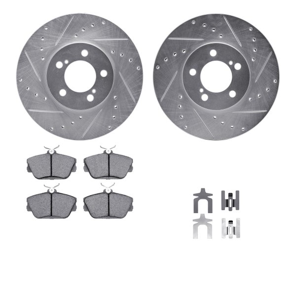  R1 Concepts® - Drilled and Slotted Front Brake Kit with Semi-Metalic Pads