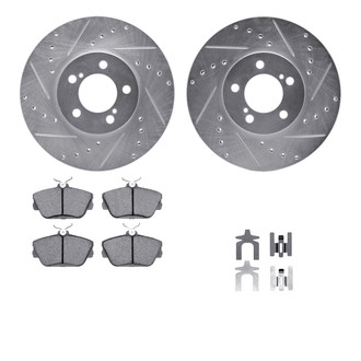 R1 Concepts® - Drilled and Slotted Front Brake Kit with Semi-Metalic Pads