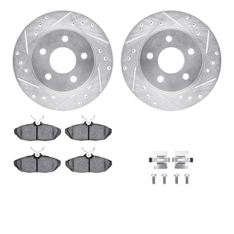 R1 Concepts® - Drilled and Slotted Rear Brake Kit with Semi-Metalic Pads