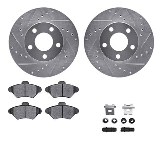 R1 Concepts® - Drilled and Slotted Front Brake Kit with Semi-Metalic Pads