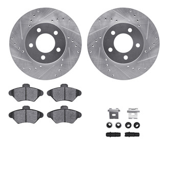 R1 Concepts® - Drilled and Slotted Front Brake Kit with Semi-Metalic Pads