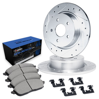 R1 Concepts® - Drilled and Slotted Rear Brake Kit with Semi-Metalic Pads