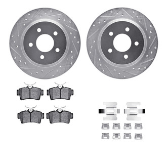 R1 Concepts® - Drilled and Slotted Rear Brake Kit with Semi-Metalic Pads