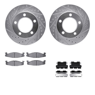 R1 Concepts® - Drilled and Slotted Front Brake Kit with Semi-Metalic Pads