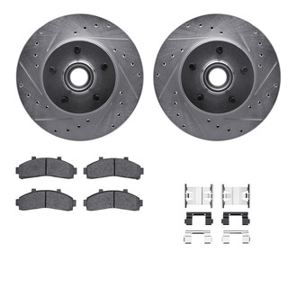 R1 Concepts® - Drilled and Slotted Front Brake Kit with Semi-Metalic Pads