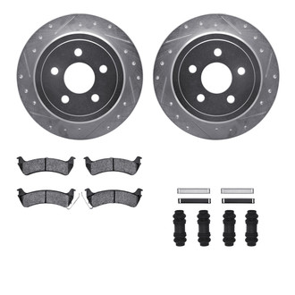 R1 Concepts® - Drilled and Slotted Rear Brake Kit with Semi-Metalic Pads
