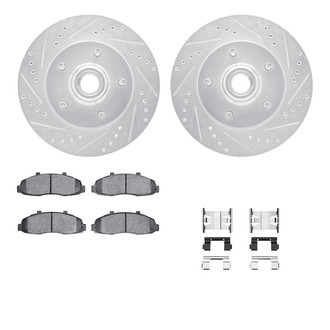 R1 Concepts® - Drilled and Slotted Front Brake Kit with Semi-Metalic Pads