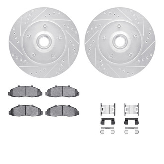 R1 Concepts® - Drilled and Slotted Front Brake Kit with Semi-Metalic Pads