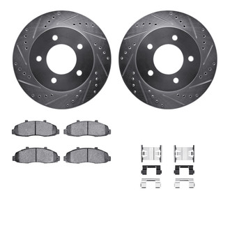 R1 Concepts® - Drilled and Slotted Front Brake Kit with Semi-Metalic Pads