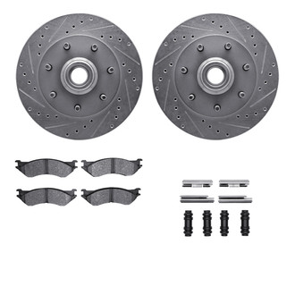 R1 Concepts® - Drilled and Slotted Front Brake Kit with Semi-Metalic Pads