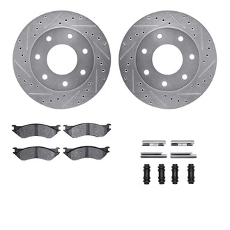 R1 Concepts® - Drilled and Slotted Front Brake Kit with Semi-Metalic Pads