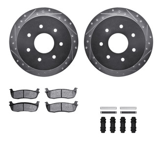 R1 Concepts® - Drilled and Slotted Rear Brake Kit with Semi-Metalic Pads