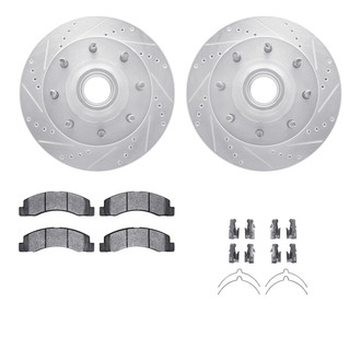 R1 Concepts® - Drilled and Slotted Front Brake Kit with Semi-Metalic Pads